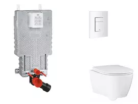 Grohe Uniset - Pakabinamų klozetų elementų rinkinys, WC su minkšto uždarymo dangčiu ir Skate Cosmopolitan nuleidimo mygtuku, Alpine White SANI15BB3113