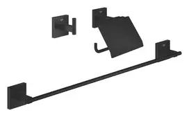 Grohe QuickFix Start Cube - 3 viename vonios kambario aksesuarų rinkinys, matinės juodos spalvos 411242430