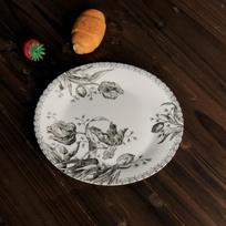 French Vintage Dining Plate Black Tulip Plate Household Ritual Set Western Food Dessert Cake Plate Afternoon Tea Cake Plate white