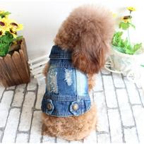 Pet Small Dog Chihuahua Dog Clothes Ripped Denim Vest Jacket Spring Autumn Winter XXL
