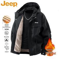 JEEP Men's Hooded Windproof Fleece-Lined Jacket L juoda