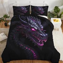 2/3Pcs 3D Dragon Printed Down Duvet Cover Set, Ancient Wild Animal Dragon Pattern Bedding Set, Suitable For Bedroom EU Twin(135x200cm) gray