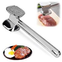 Stainless Steel Meat Tenderizer & Mallet - Double-Sided Kitchen Tool for Softening Steak, Chicken & Beef, Non-Slip Handle gray