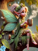 FULLCANG Diy Abstract Mosaic Art Cartoon Elves Coffee Diamond Painting New Collection Picture Full Rhinestone Embroidery Kits Round 20x25cm beige