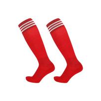 Thin Three-Carry Striped Professional Football Socks, Non-Slip Long Tube Socks With Towel Bottom, High Tube Sports Socks. M size fits shoe sizes 34-382PCS raudona