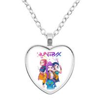 hot K-pop demon hunters Heart Time Gem Necklace, Cute Cartoon Jewelry for Fans, Perfect Birthday Holiday Gift for Girls white