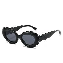 y2k Vintage Big Frame Flower Ripple Sunglasses Women For Men Luxury Brand Designer Sun Glasses Punk Popular Purple Pink Shades black