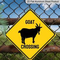 2D Flat 1pc, Goat Crossing Diamond Aluminum Sign - Metal Warning Plaque, Rust-Free Farm & Ranch Decor for Driveway, Pasture, Barn, Countryside Yard 20*20cm black