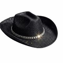 Sparkling Glitter Fabric Glitter Cowboy Hat Rhinestone Band Western Cowboy Hat  Costume Accessory rožinė