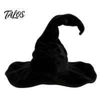 Pointy Sorcerer Hat for Cosplay Witch Women, Large Ruched Velvet Wizard Costume Accessories Adults Halloween Party, Costume, Stage Performance juoda