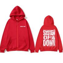 Vintage Rock Band System Of A Down Mezmerize Print Zipper Hoodie Men Women Alternative Metal Music Zip Up Jacket Zip Up Hoodies 3XL red