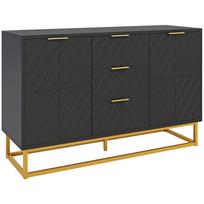 Komoda su 3 stalčiais ir reguliuojamomis lentynomis svetainei - Juoda 120 x 40 x 76 cm