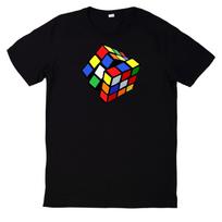 T-Shirt Rubik's Cube Magic Cube Twisted Motif CottonWill open in a new window or tab XL black