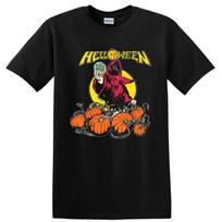 Helloween Halloween Metal Rock T Shirt Pumpkin Reaper Graphic Band Tee XL brown
