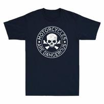 Motorcycles Are Dangerous Funny Skeleton Skull Motorbike Unisexs Tshirt Black Tee 3XL