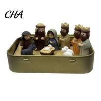 Advent Tabletop Display Mini Christmas Nativity Set in A Tin Box, 3D Printed Pocket Size Holy Family Three Dimensional Story Scene Figurines, 1pc A
