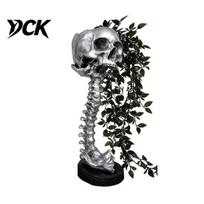 Gothic Skull Planter for Succulents Pothos, Creative Skeleton Flower Pot with Horror Themed Table Ornaments Spine Column, Foliage Plant raudona