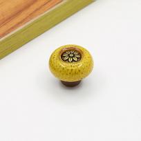 Single Hole Door Pull Handles Leopard Print Drawer Knobs Retro Cabinet Knob  Wardrobe yellow