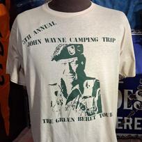 Vintage 80s John Wayne Green Beret Camping trip tour soft thin single stitch western actor t shirt 44 L 110 white