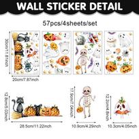 Cross-border new Halloween white ghost glass window decorative window sticker bat pumpkin window decal UV24Y12333T_T4pcs