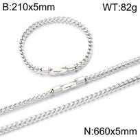 Nerūdijančio plieno vyriškas grandinėlės apyrankės ir karoliai rinkinys 5MM storio grandys vyrui 66CM ilgio vyriški karoliai Choker papuošalai 21CM and 66CM juoda