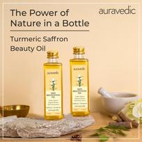 Auravedic Saffron Face Oil For Glowing Skin 100 ml Pack of 2 Ashwagandha Turmeric Face Serum For Pigmentation And Dark Spot Serum For Women Glowin beige