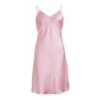 Sijie Heavyweight Silk Spaghetti Strap Nightgown, 100% Mulberry Silk Sleepwear, Pure Sexy Style, Cool-Feeling Mid-Length Dress, Holiday Gift L rožinė