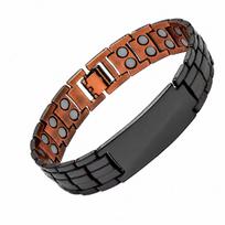 Men's Antique Red Copper Magnetic Therapy Cross Bracelet with Fine Engraving brown