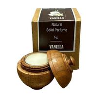 Natūralus ekologiškas kietas vaško kvepalas | Natūralus vaškas mini medinėje dėžutėje vyrams ir moterims - 6 g, (Pakuotėje 1) Sandalwood kreminė