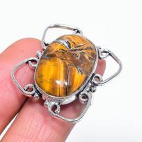 Tigro akies brangakmenio 925 svarų sterlingų sidabro žiedo dydis 7.5 orange