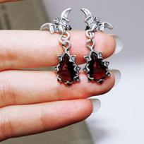 Retro Gothic Bat Zircon Earrings Punk Rock Hip Hop Jewelry for Men Women Halloween black
