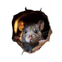 Cute Cartoon Little Rat Hole Sticker Mouse Hole Wall Stickers Home Decorations pilka spalva