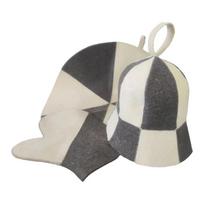 Sauna Accessories Set Heat Insulating Felt Mat Sauna Hat Gloves Water Absorbent Insulated Bath Cap With Gloves Mat beige