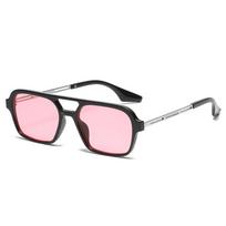 Retro Double Bridges Women Pilot Sunglasses Fashion Pink Gradient Eyewear Trending Hollow Leopard Blue Sun Glasses Men Shades 1PC