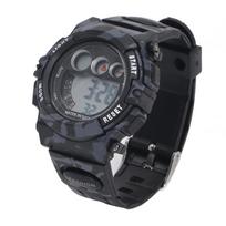 Kids Camouflage Digital Watch Alarm Clock Date Display Split Time On Time Alarm 12Celsius24 Hour 7 Colors LED Backlight 50m Waterproof Watch for Boys black
