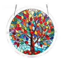 Acrylic Puzzle Suncatcher Window Hanging Ornament 83 Pcs Puzzles Sun Catcher Garden Decoration Gifts for Women Men Mom 19cm F red