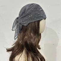 Wrinkle Hairband Square Bandana Turban Comfortable Bohemia Sequins Turban  All Season tamsiai pilka spalva