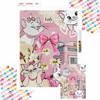 Disney Mary Cat Cross Stitch Diamond Cross Stitch Themed Artwork Cartoon 5D Diamond Cross Stitch Mosaic Home Decor Gift Round 30x40cm