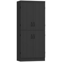 Aukštas virtuvės bufetas, virtuvės spintelė su 4 durelėmis, 6 lentynomis ir reguliuojamomis lentynėlėmis, 76 x 40 x 176,7 cm, juoda 76 x 40 x 176.7 cm