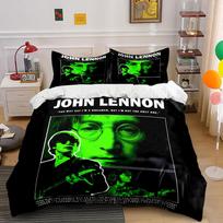 Green John Lennon Tribute Design Bedding Duvet Cover Set Duvet Cover Pillowcases  (1*Duvet Cover 2*Pillowcases, without duvet insert) 135x200cm