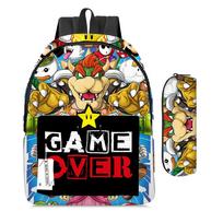 Mario Cartoon Backpack Set of 2, Mario Student Bookbag with Pencil Case, Super Mario Lunch Bag, Kids School Backpack