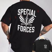 SPECIAL FORCES Tactical Design Motorcycle Double-Sided Print T-Shirt Summer Men Short Sleeve O- XXXL white