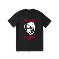 2025 Karštas Išpardavimas Vasara 100% Medvilnė Curva Sud Milan 1899 Juodi Marškinėliai Vyrams Trumpomis Rankovėmis Šaunūs Marškinėliai Hip Hop Gatvės Apranga Marškinėliai L black