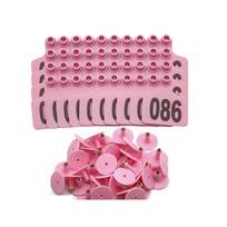 100Pcs Identification Cow Ear Tag Card 001-100 Numbers Pig Sheep Ear Sign  Sheep rožinė