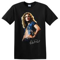 Robert Plant Rock Music T Shirt Led Zeppelin Vocalist Portrait Tee XS beige
