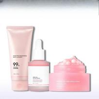 PDRN Pink Routine Trio Odos Priežiūros Rinkinys, Valiklis Peptidų Serumas & Kapsulių Kremas Korėjietiška Odos Priežiūra 3pc white