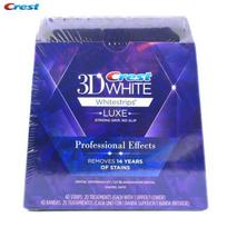 3D baltos dantų balinimo juostelės. Dantų balinimo juostelės „Luxe Professional Effects“ dantys. Dantų priežiūra. blue