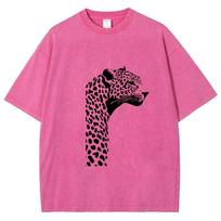 Šaunus leopardinis marškinėlis Unisex marškinėliai Viršutinė dalis Vyrams Moterims Trumpomis rankovėmis Medvilninis Streetwear Harajuku Grafinis medvilninis marškinėlis S pink