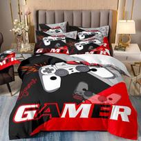 Gamer Bedding Sets for Boy Kid Gaming Duvet Cover Set Queen Video Games Comforter Cover,Playstation Designs Bed Set for Teen Men 70x133cm 2pcs white
