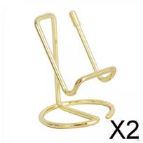 2x Wrought Iron Cell Phone Stand, Decorative Desk Accessory, Elegant Line, Business Card Holder for beige